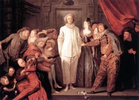 Painting of Commedia dell’Arte Figures by Watteau